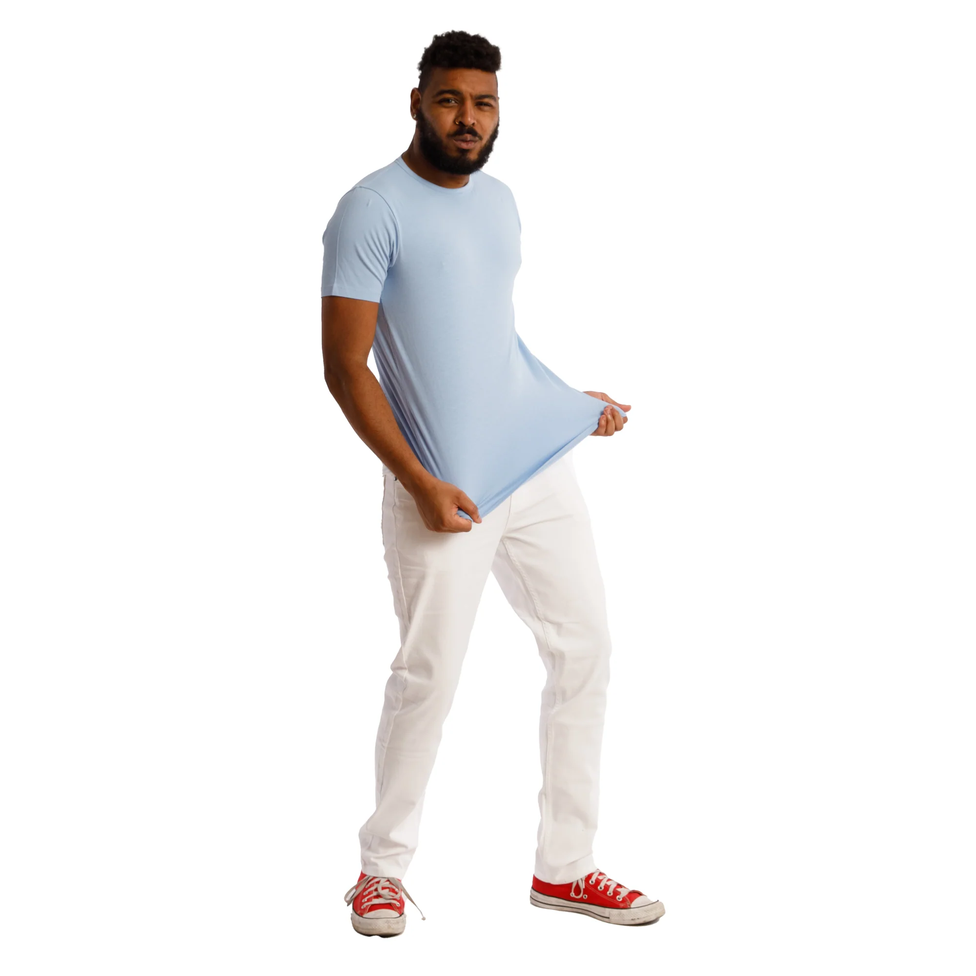 Organic Crew Neck T-Shirt / Light Blue - Image 3