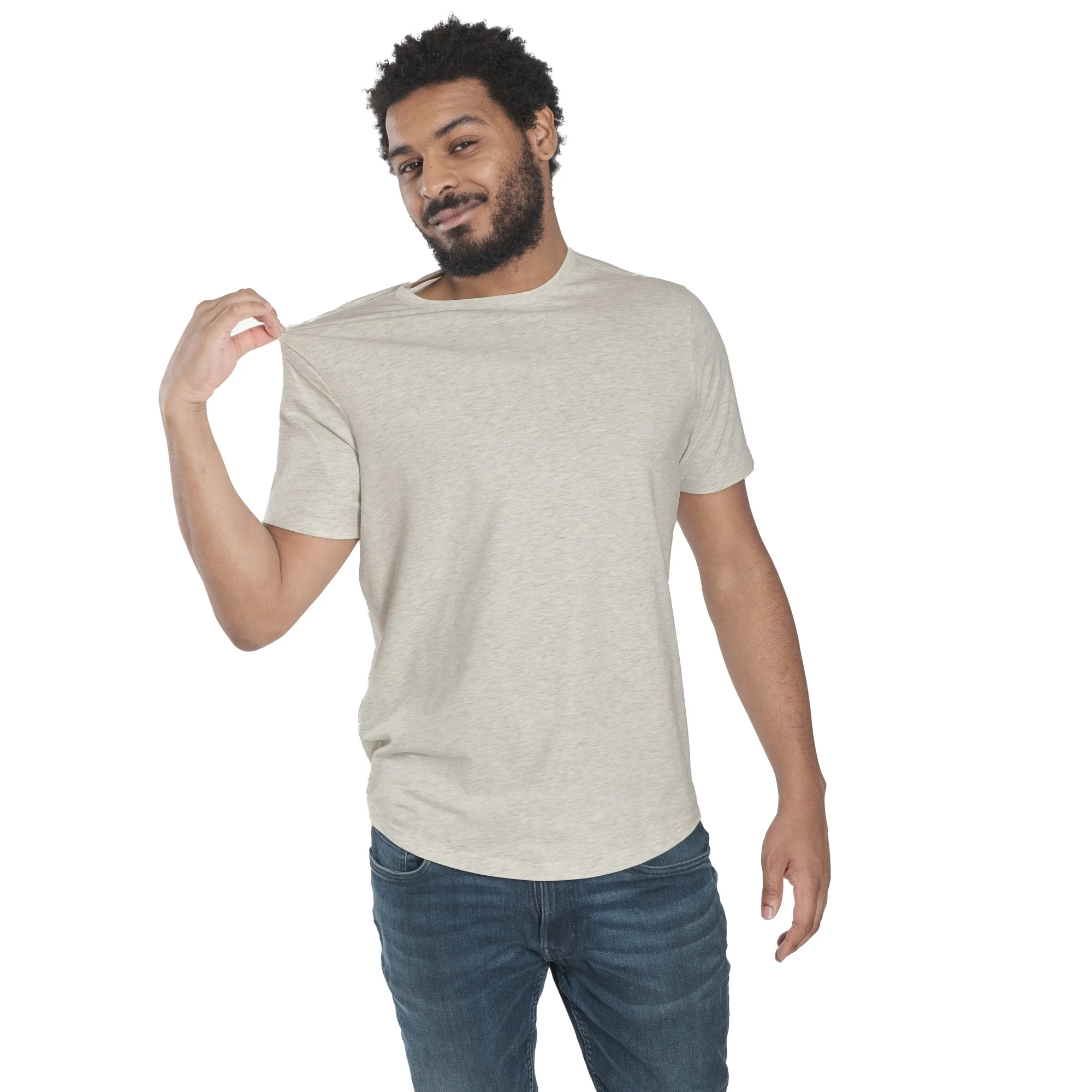 Organic Crew Neck T-Shirt / Oatmeal Heather - Image 4