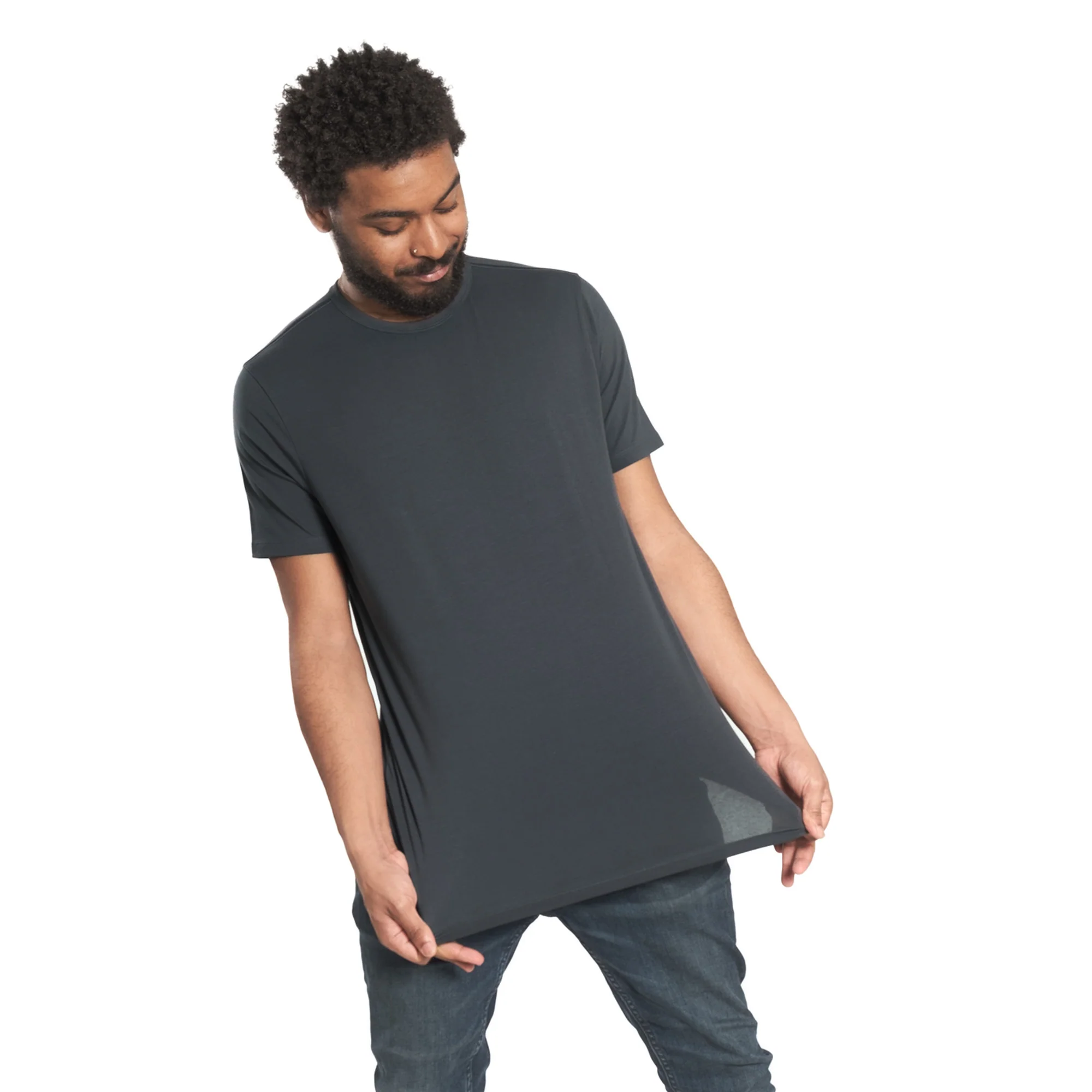 Organic Crew Neck T-Shirt / Steel - Image 3
