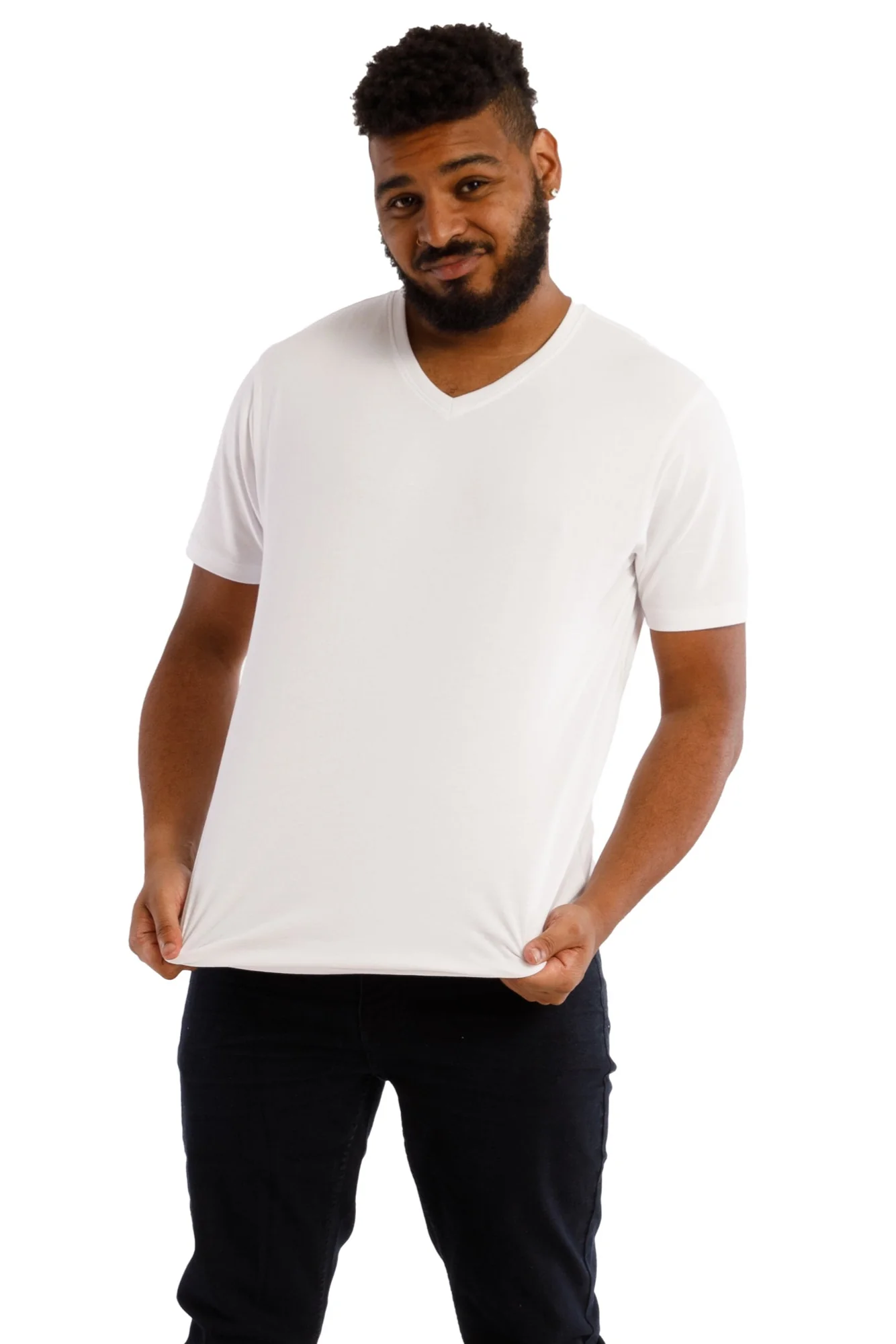 Organic V-Neck T-Shirt / White - Image 3
