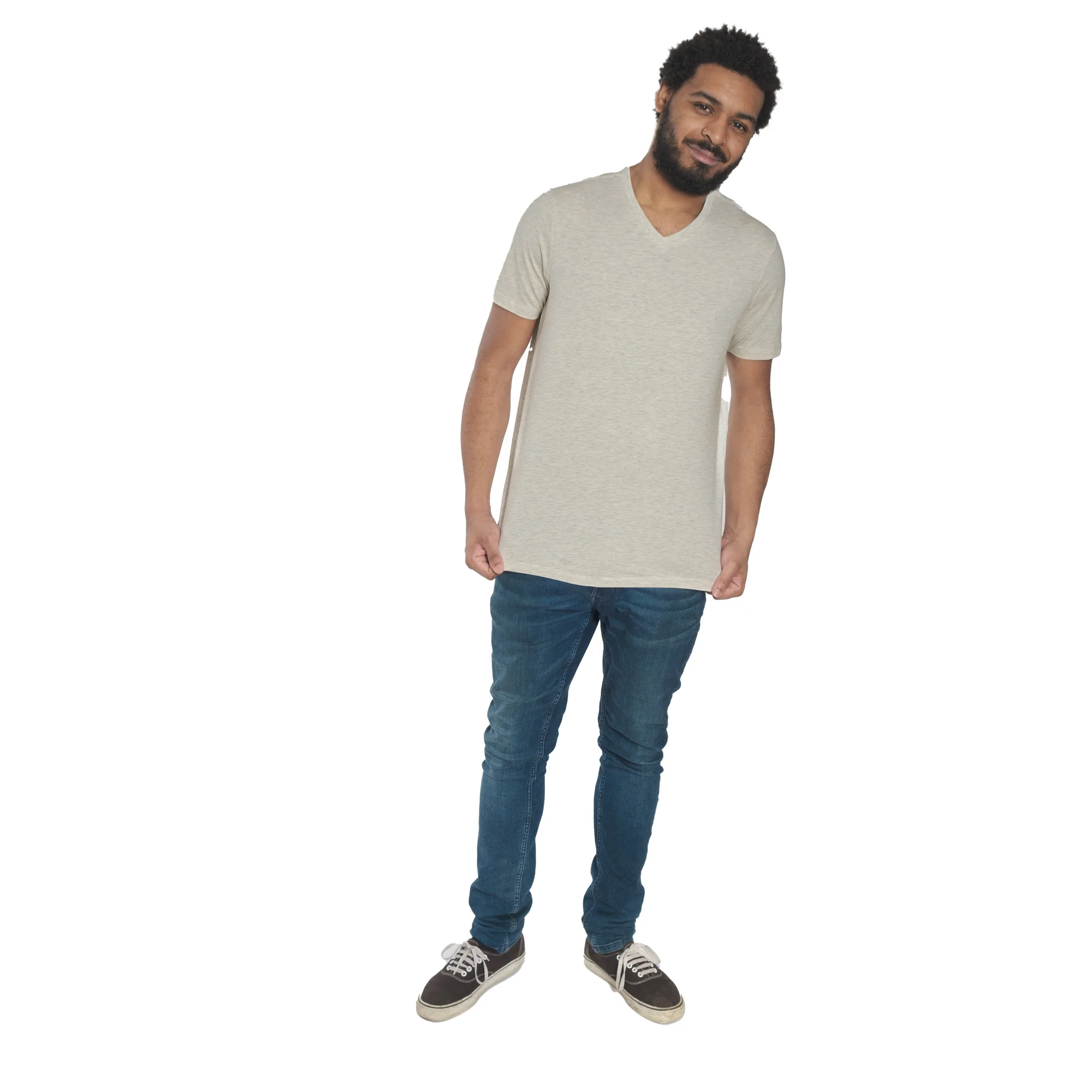 Organic V-Neck T-Shirt 3 Pack / Oatmeal Heather - Image 3