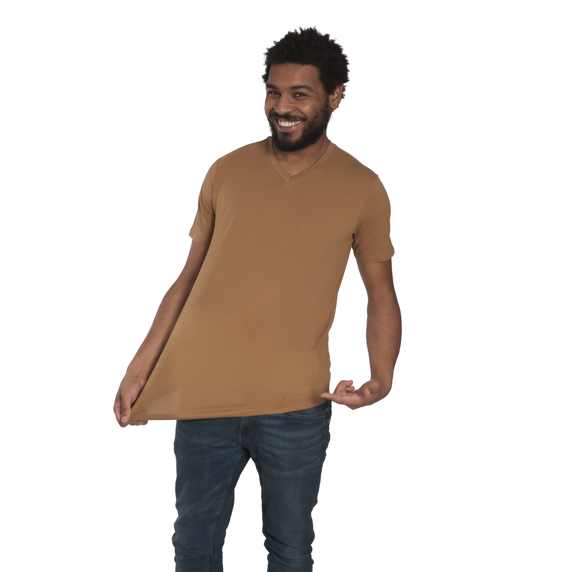 Organic V-Neck T-Shirt 3 Pack / Tobacco - Image 3
