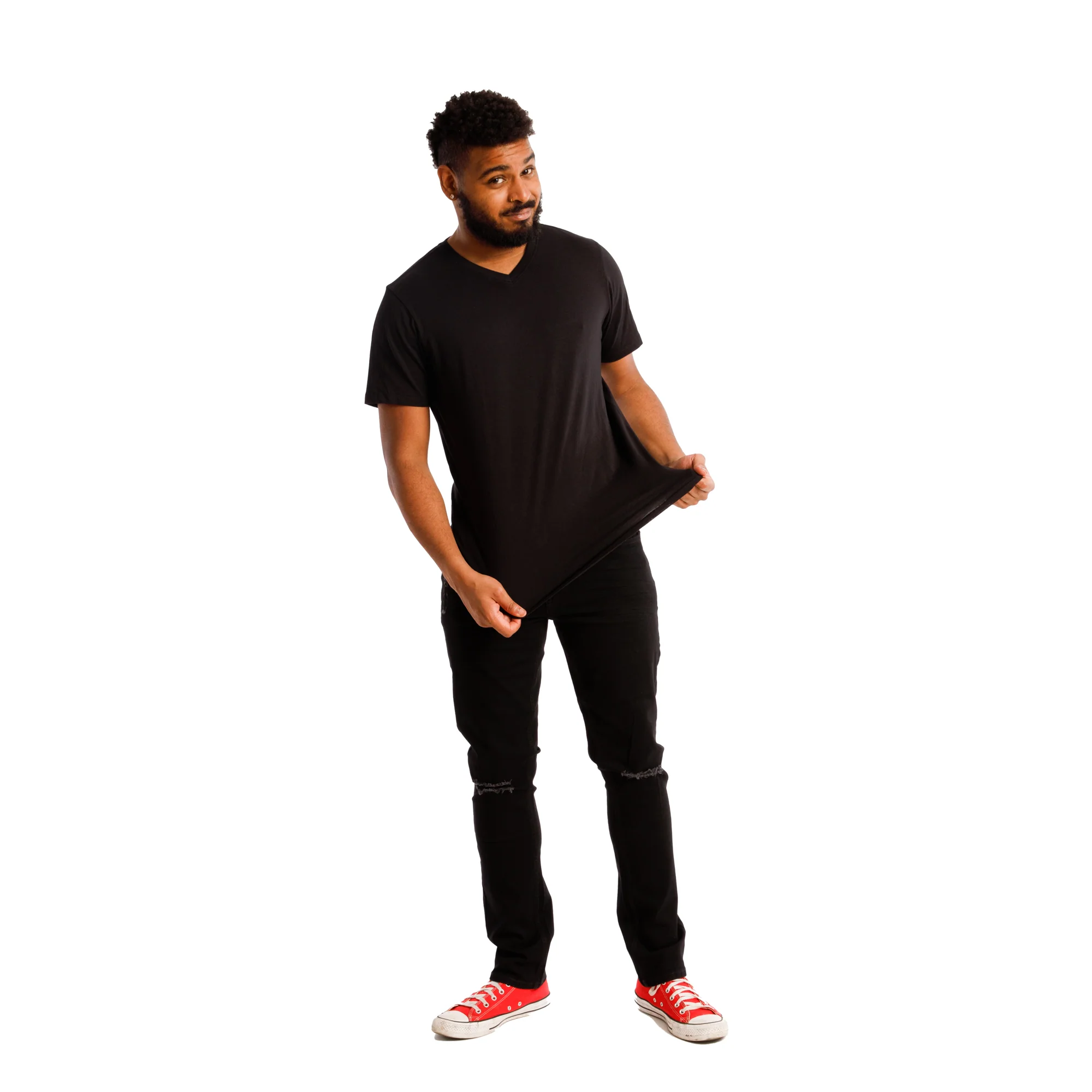 Organic V-Neck T-Shirt 3 Pack / Black - Image 3