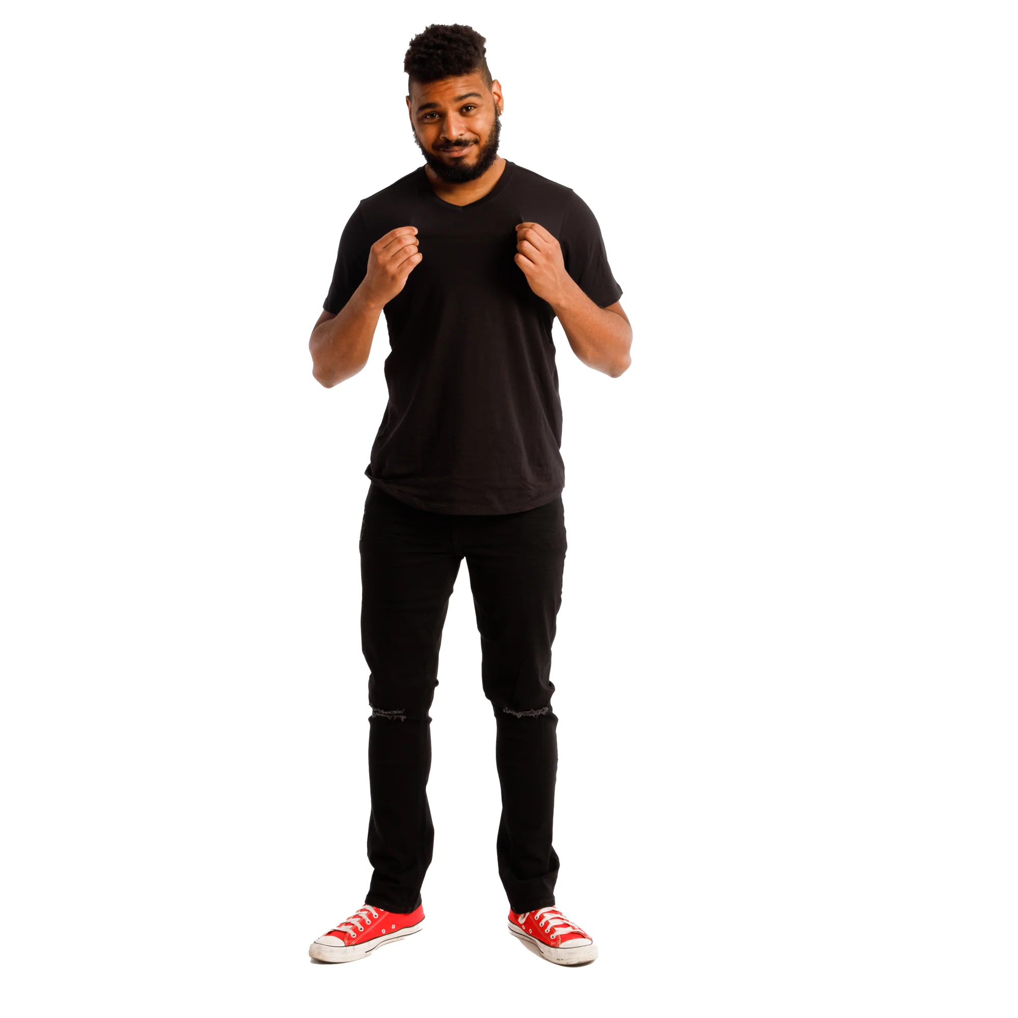 Organic V-Neck T-Shirt 3 Pack / Black - Image 4