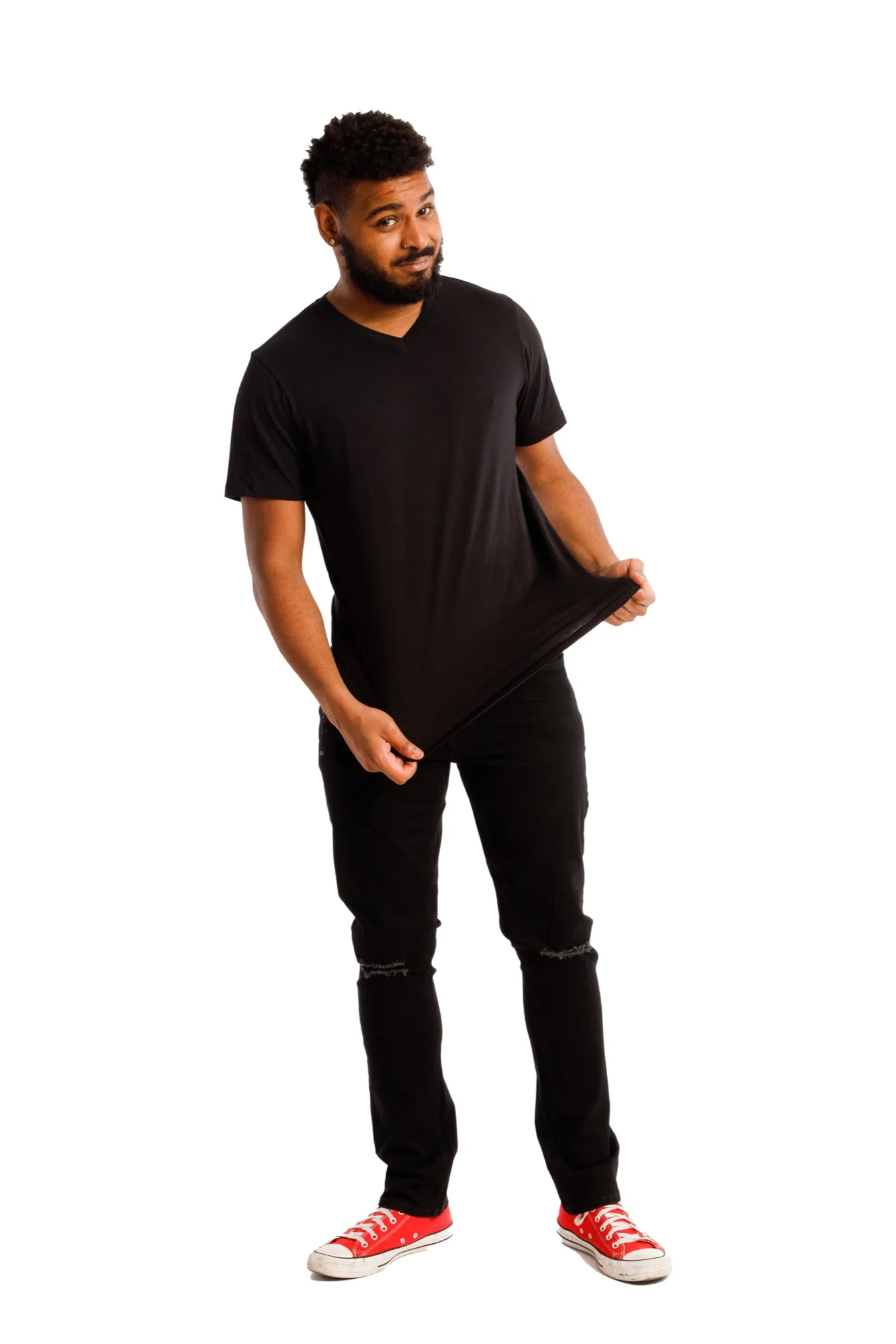 Organic V-Neck T-Shirt / Black - Image 3
