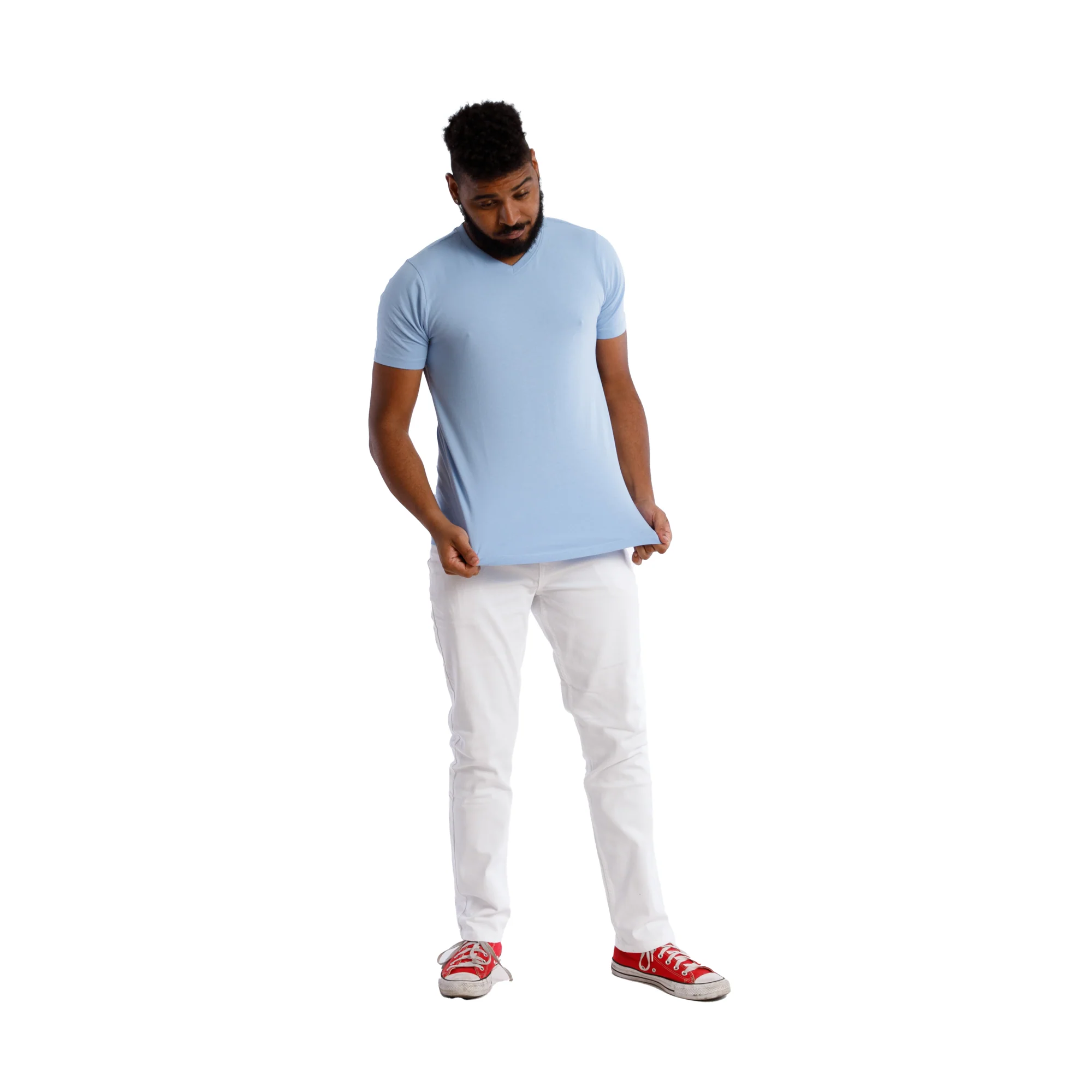 Organic V-Neck T-Shirt 6 Pack / Light Blue - Image 4