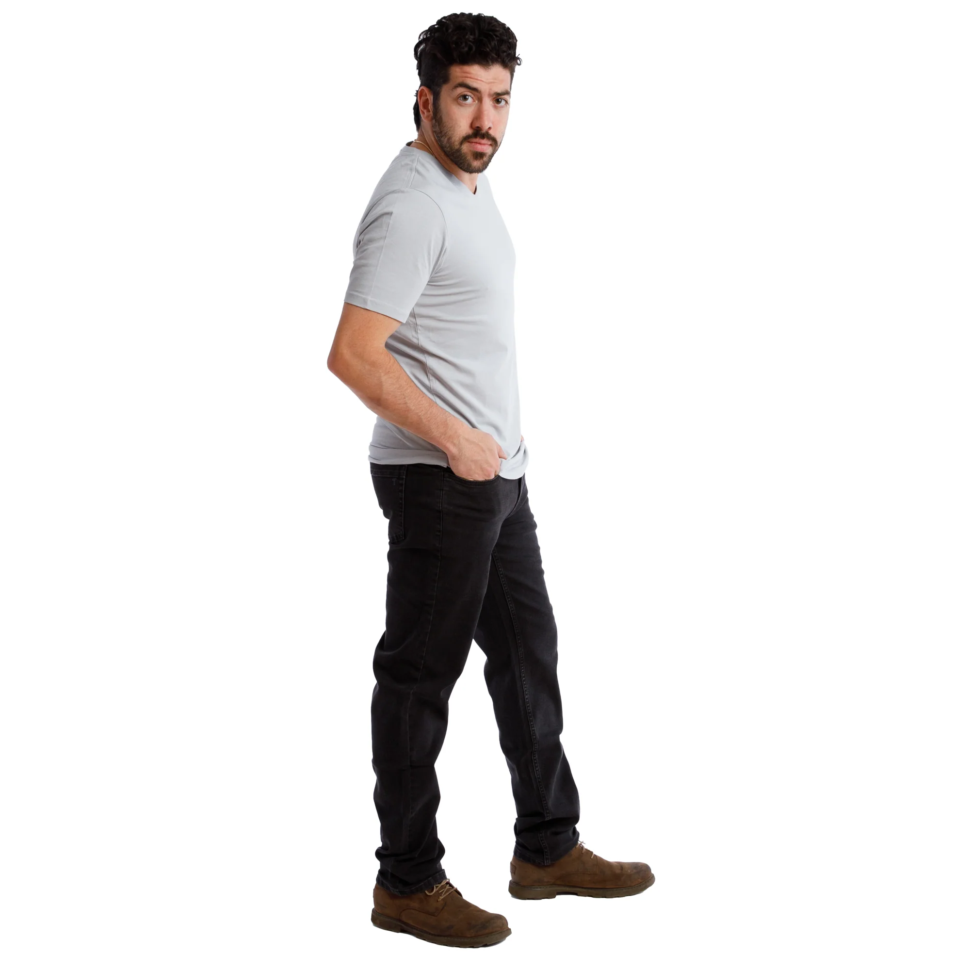 Organic V-Neck T-Shirt 6 Pack / Light Grey - Image 4