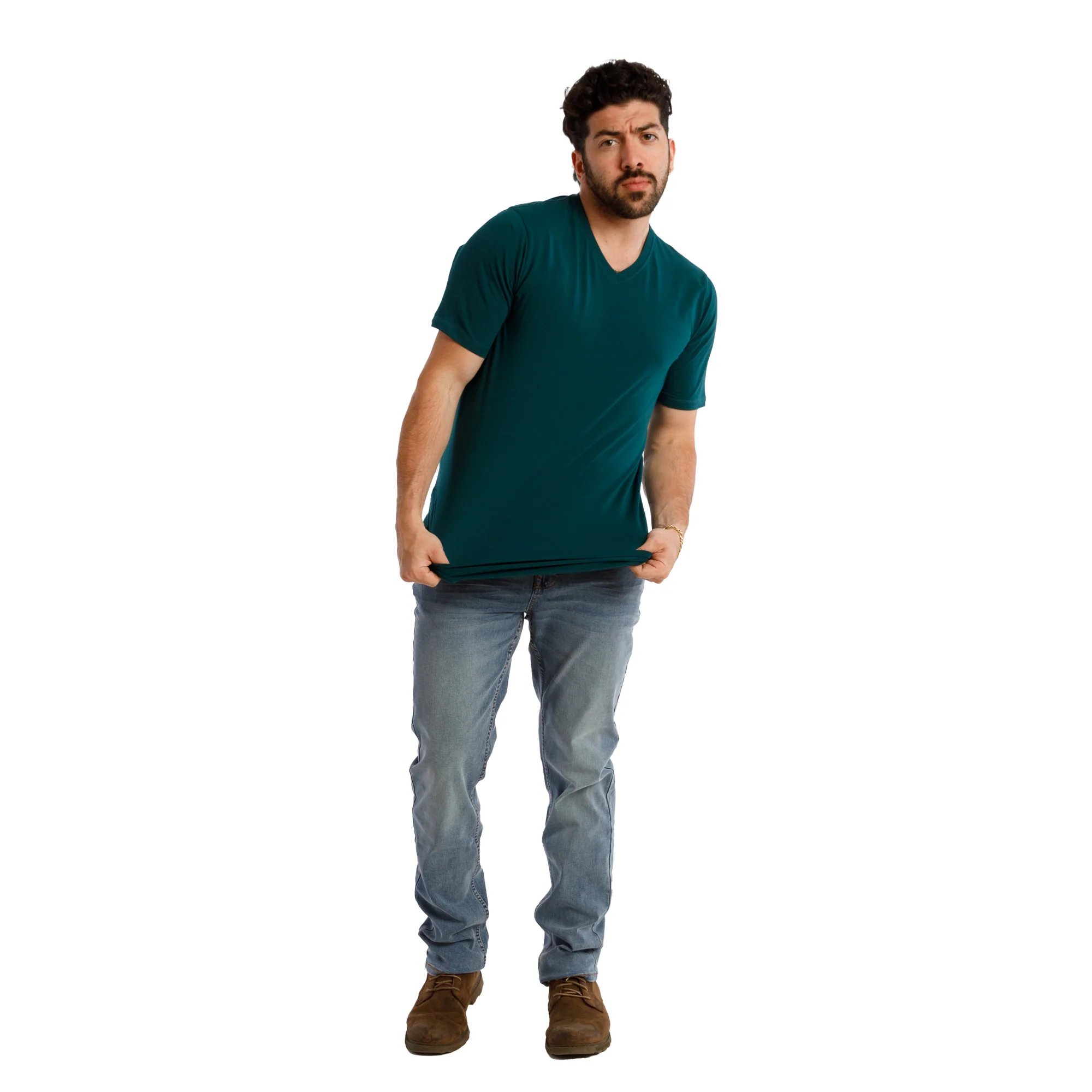 Organic V-Neck T-Shirt 3 Pack / Teal - Image 4